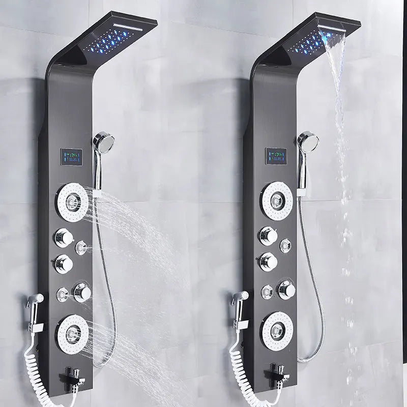 Black Shower Panel Column LED Bathroom Shower System