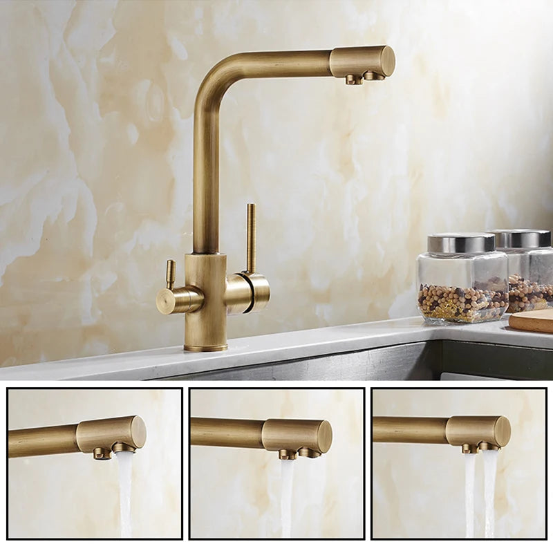 Antique Bronze Kitchen faucets 360 Rotate Swivel Faucet Hot Cold Water Tap Mixer Kitchen Sink Faucet ELK331