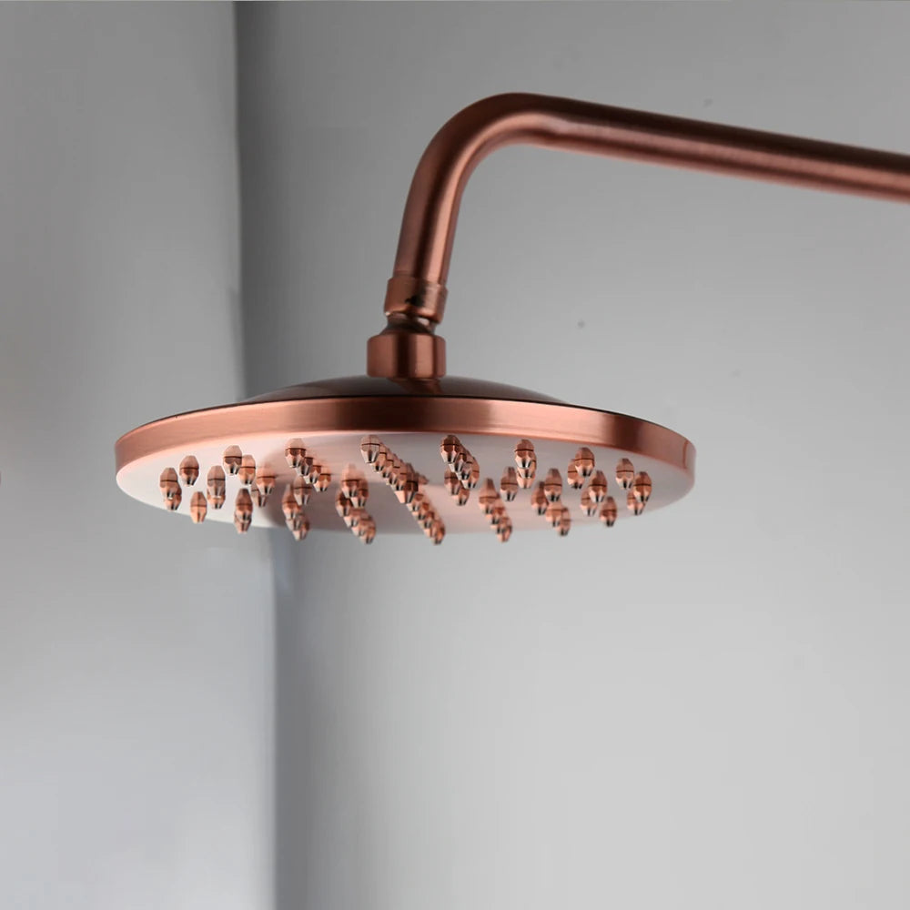 JIENI Antique Copper Bathroom Shower Set Rainfall Shower Head Bath Shower Mixer Set 3 Functions W/Hand Shower Tap Faucet
