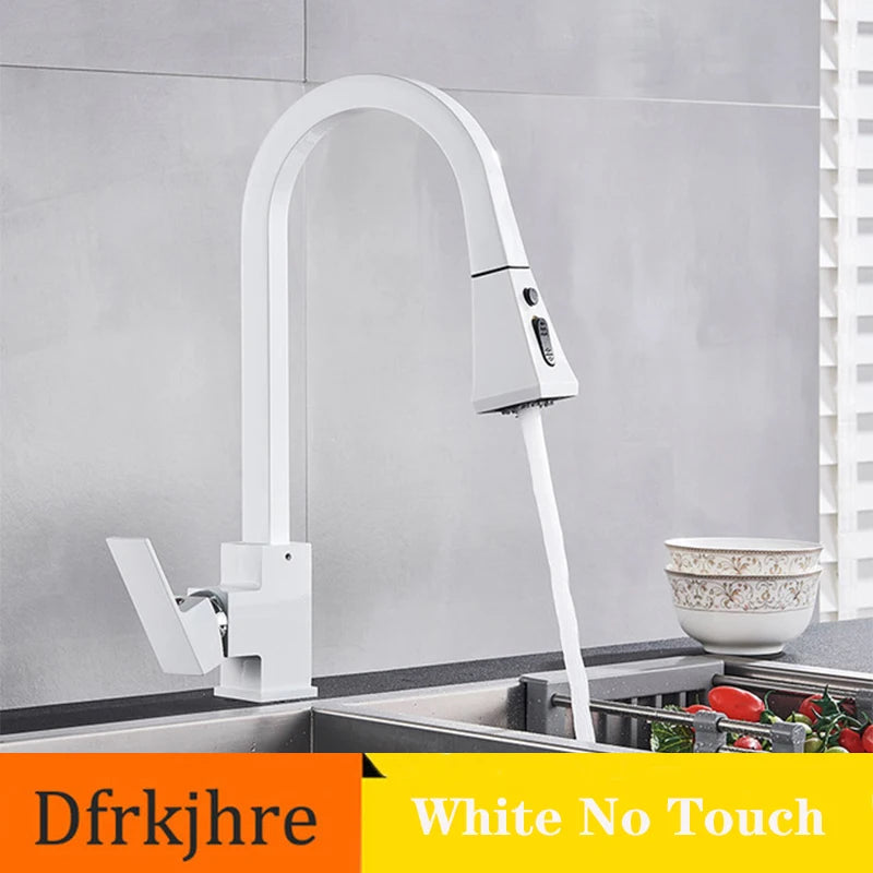 Matte Black Pull Out Sensor Kitchen Faucets Stainless Steel Smart Induction Mixed Tap Rotate Touch Control Sink Tap Torneira