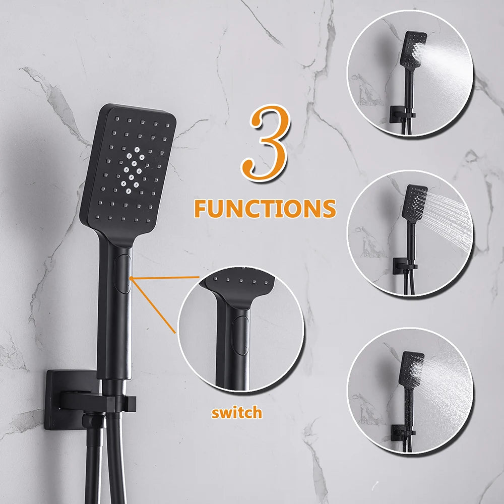 Thermostatic Shower Faucet Chrome Waterfall Rain Shower
