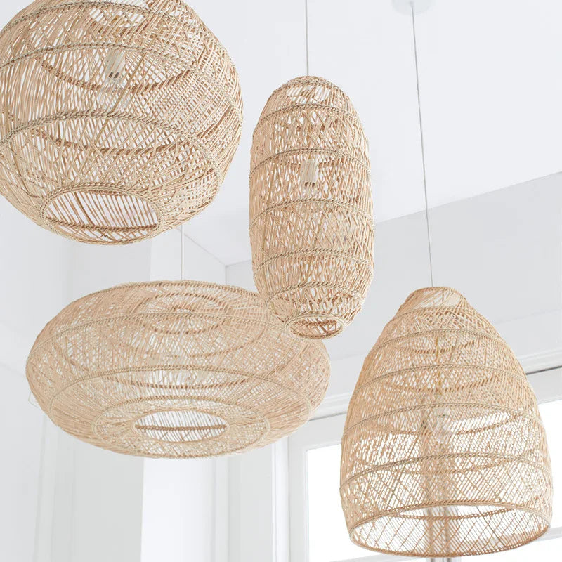 Natural Rattan Lamp Pendant light New Chinese Style Hand-woven Pendant Light for Living Room Hanging Luminaire Dining Room light
