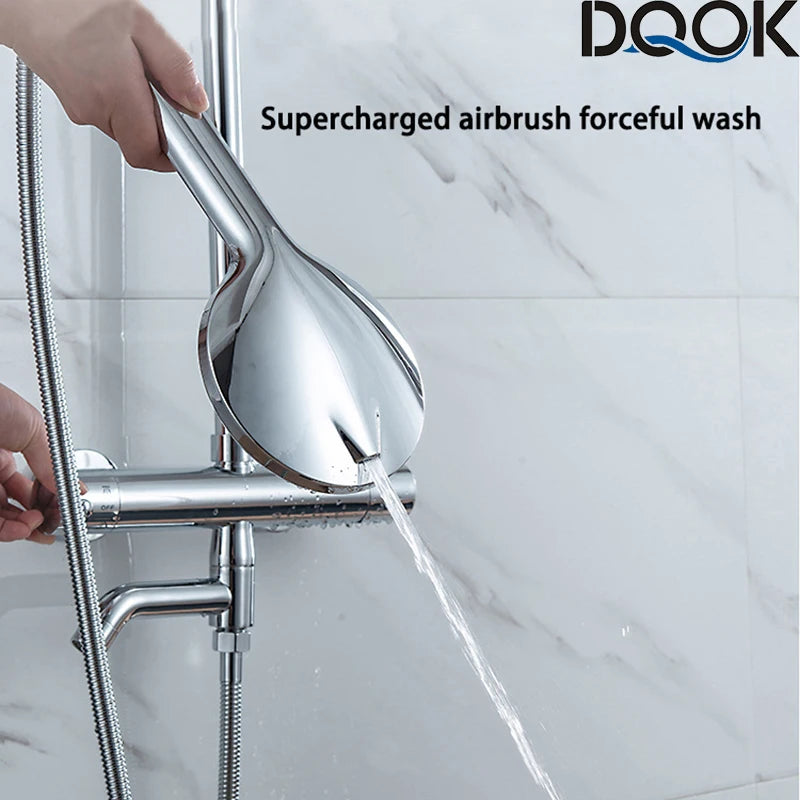 Thermostatic Shower Faucet Chrome Waterfall Rain Shower