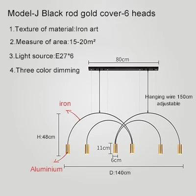 2021 New Restaurant Chandelier Light Luxury Nordic Dining Living Room Table Bar Minimalist Chandelier Simple Modern Light