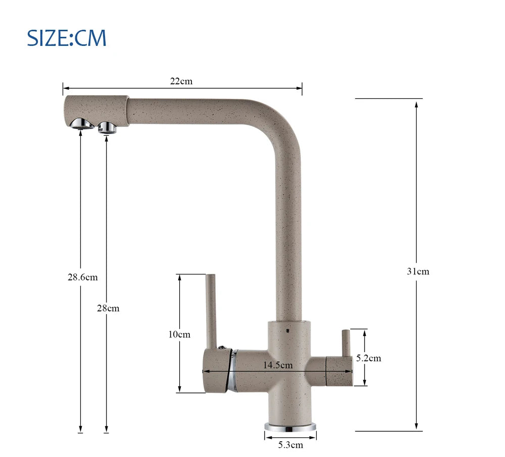 Black White Brass Luxury Pure Water Kitchen Faucet Dual Handle Hot and Cold Drinking Water 3-way Filter Kitchen Mixer Taps