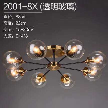 Modern Parlor LED Chandelier Smoke Grey/Clear Glass