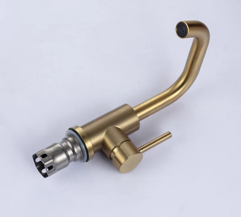 Bathroom Faucet Brushed Gold Bathroom Basin Faucet Cold And Hot Sink Mixer Sink Tap Single Handle Deck Mounted Water Tap