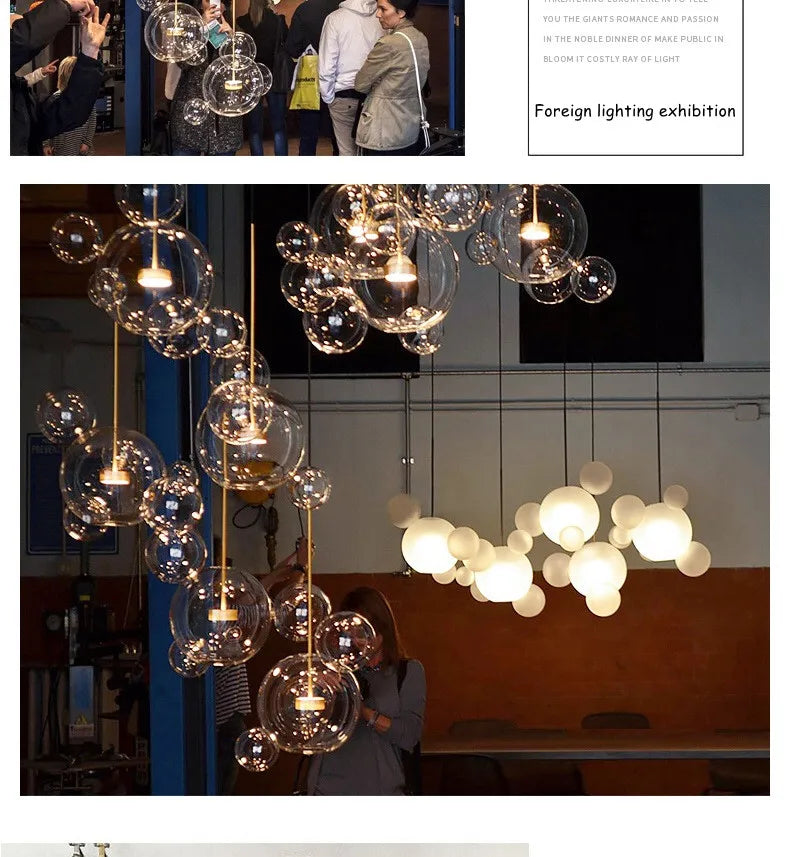 Modern Art Deco Glass Bubble Chandelier Customized Living room Droplight for Children Dining room Bar Indoor Decor Light Fixture