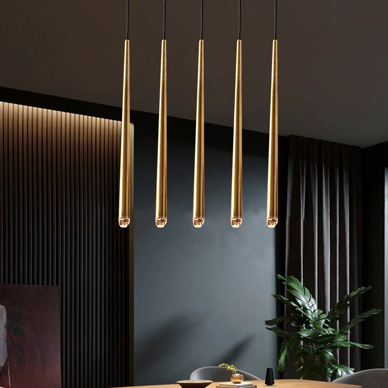 Postmodern Golden Black Long Luxury Crystal LED Chandeliers