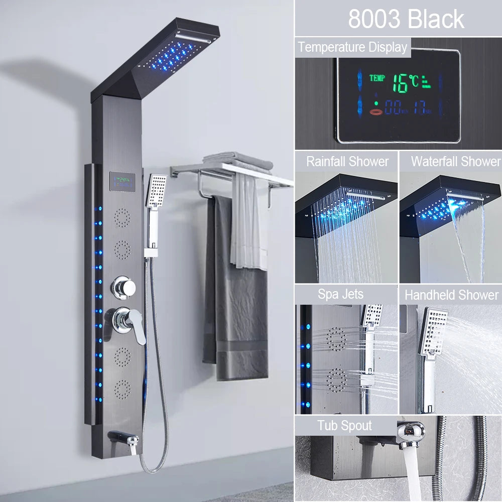 LED Shower Panel 5 Function Bathroom Shower Faucet