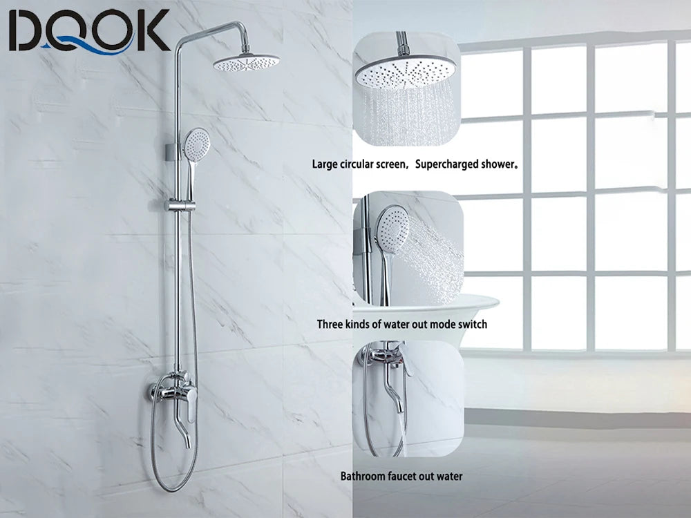Thermostatic Shower Faucet Chrome Waterfall Rain Shower