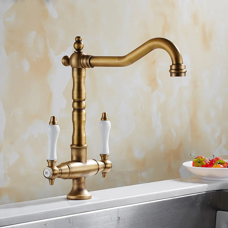 Antique Bronze Kitchen faucets 360 Rotate Swivel Faucet Hot Cold Water Tap Mixer Kitchen Sink Faucet ELK331