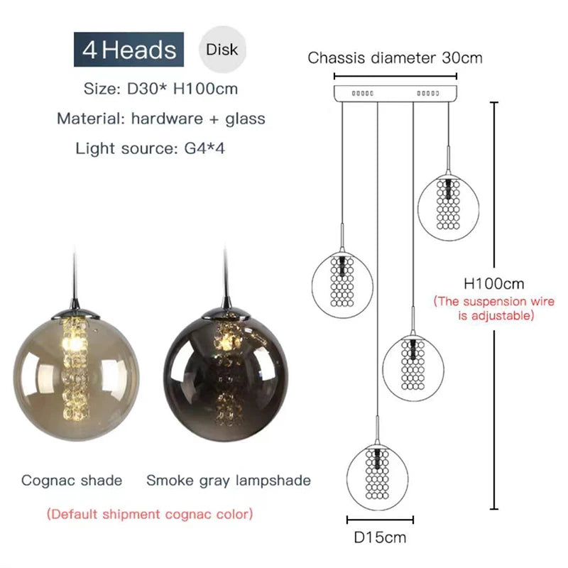 Nordic Glass Ball Chandelier in Black