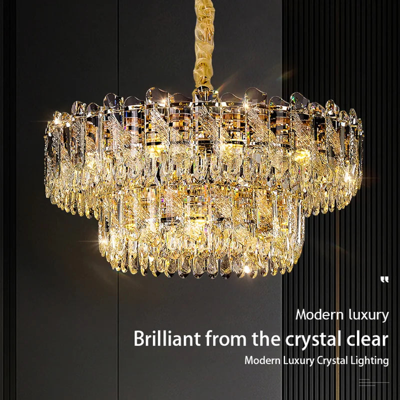 Modern 2-Tier Luxury Crystal Chandelier