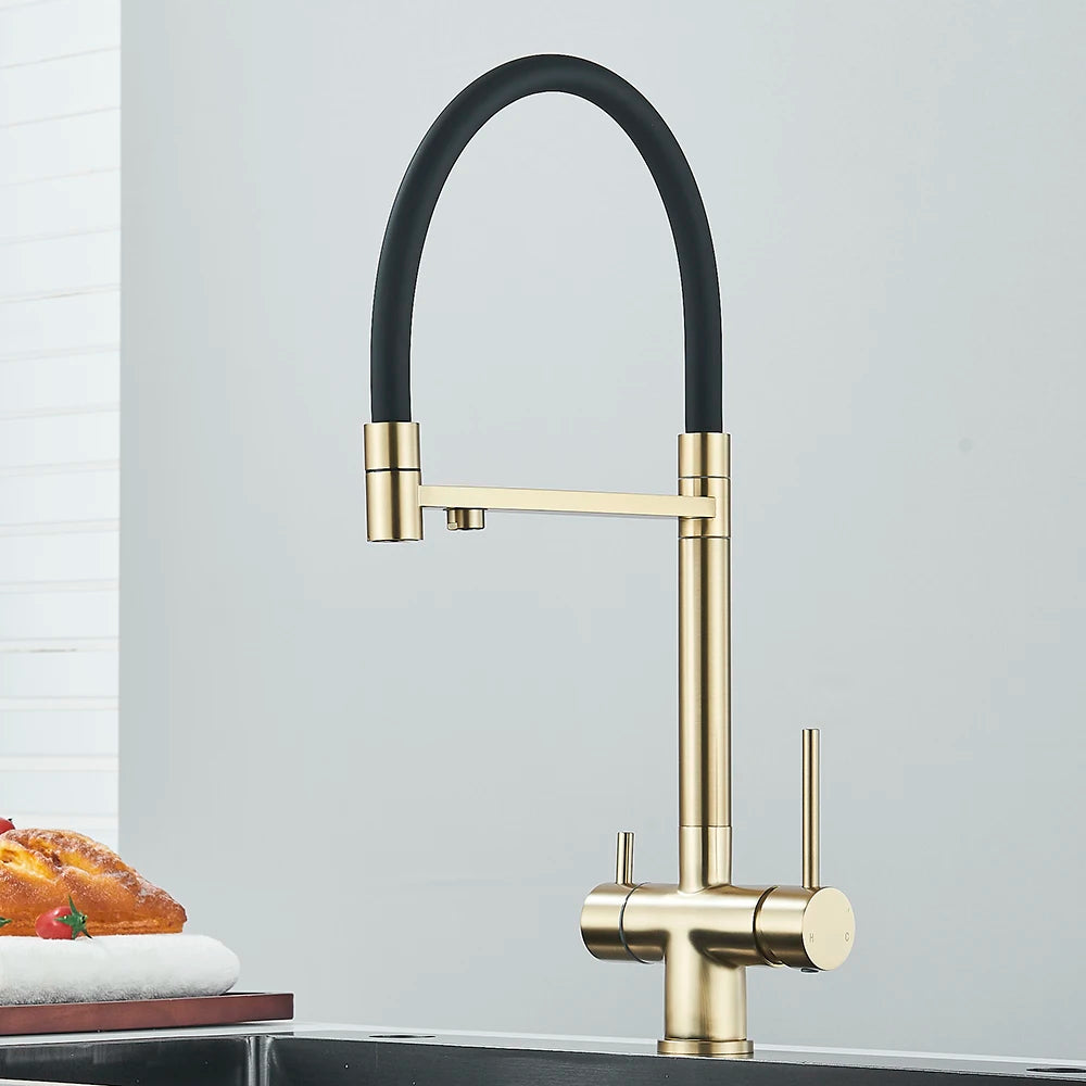 Senlesen Filter Water Kitchen Faucet Gray Pull Down Flexible Sprayer Deck Mounted Hot Cold Mixer Crane Tap 360 Degree Rotation