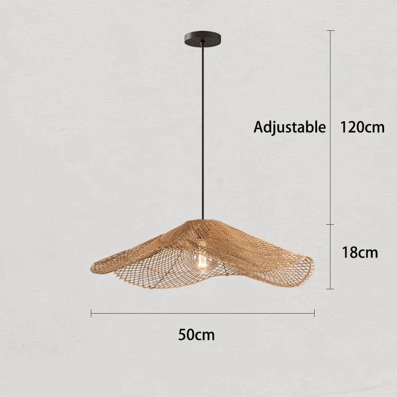 Japanese Woven Straw-Rattan Chandelier