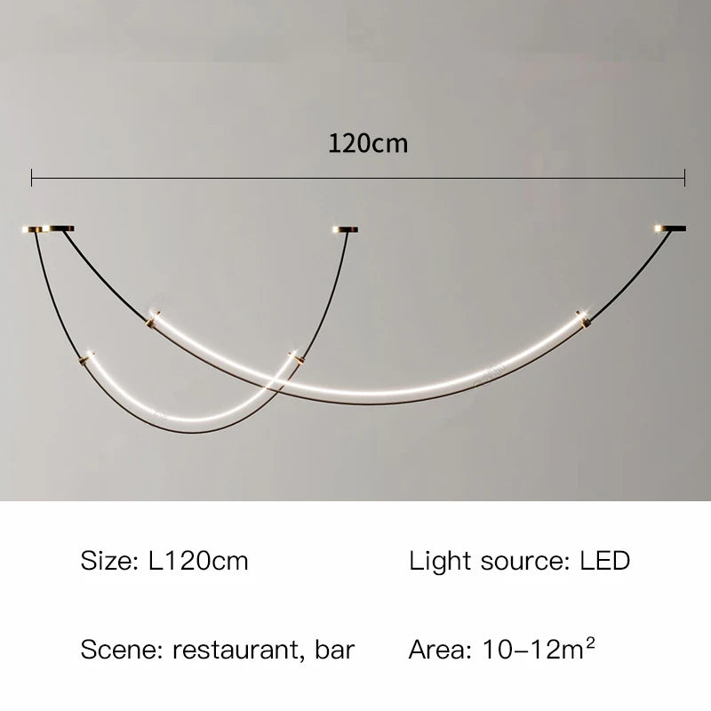 Nordic Line Led Pendant Lights for Living Dining Room Bar Counter Black Chandelier Home Decoration Lighting Suspension Design