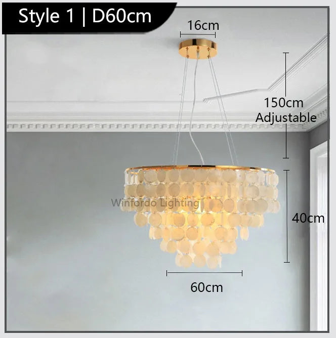 Luxury Shell Chandelier in Gold / Chrome