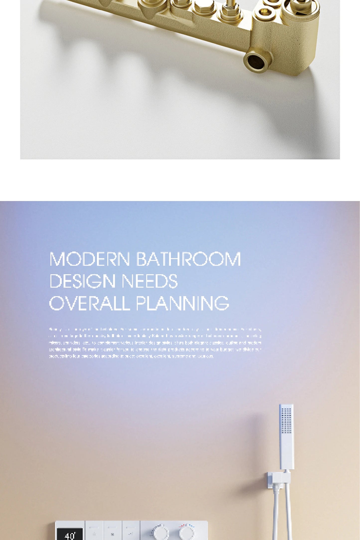 Intelligent digital display luxury white brass shower system with hidden design Dual control of hot & cold Wall mounted faucet