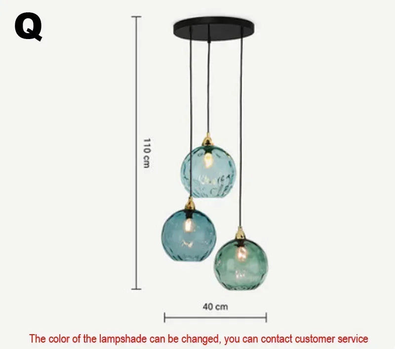 Nordic Stained Color Glass Chandelier