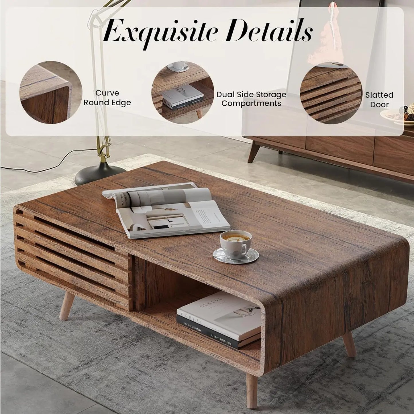 Mid Century Modern Coffee Table with Storage