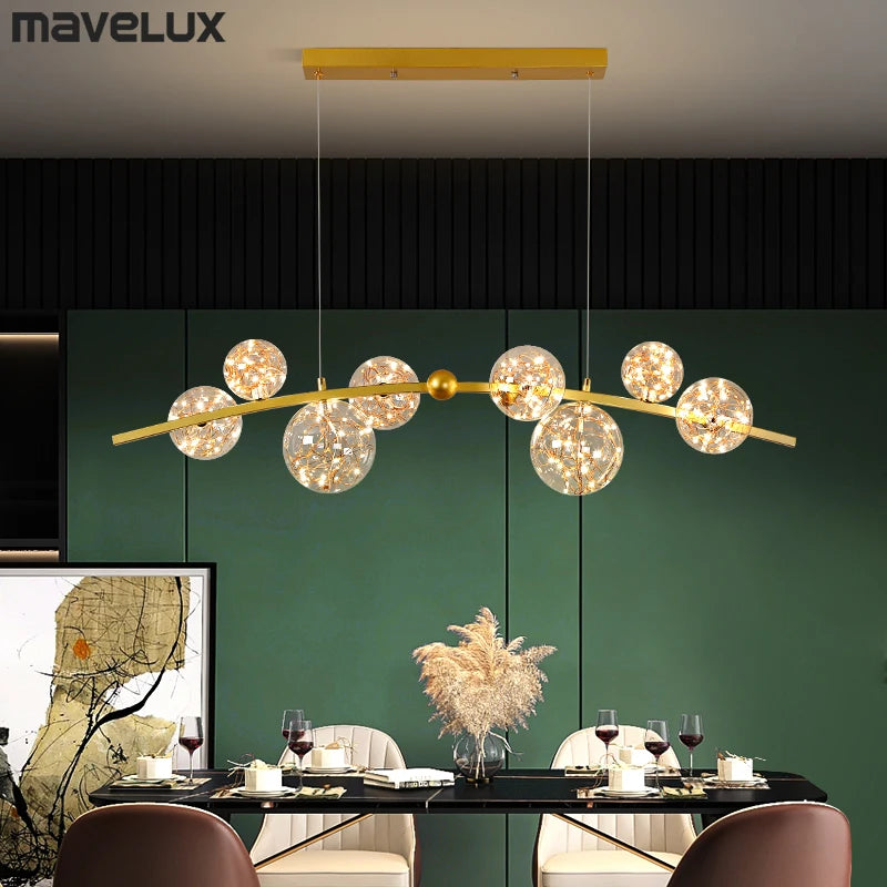 Nordic Clear Glass Ball Long LED Pendant Lamp