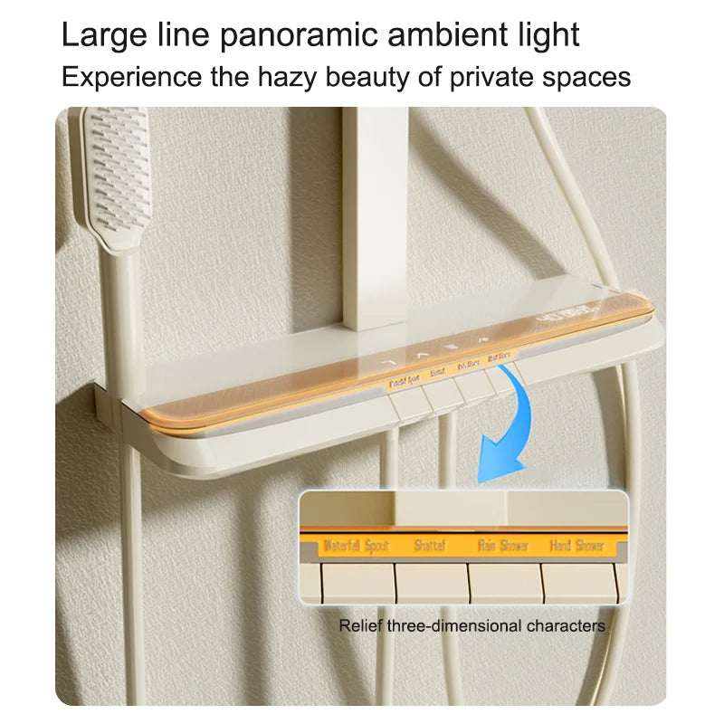 Milk White Shower Thermostat Shower Set Home Digital Display Shower Fine Copper Bath Pressurized Bathroom Shower Nozzle