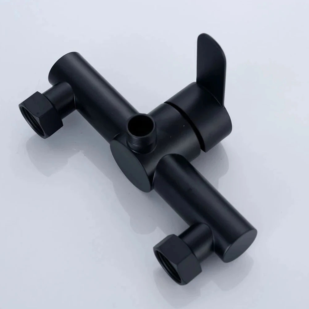 Bathroom Shower Faucet Triple Bathtub Faucet Black Wall Mounted Stainless Steel Hot And Cold Water Mixer Valve Nozzle Tap