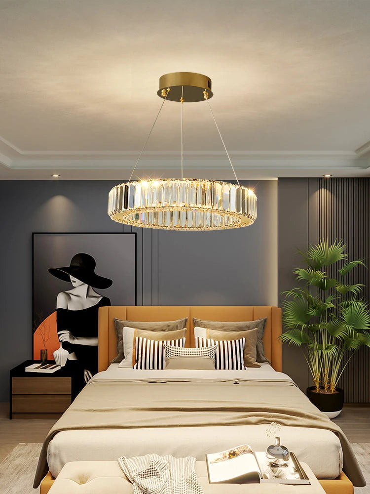Crystal Chandelier in Simple Stainless Steel or Gold