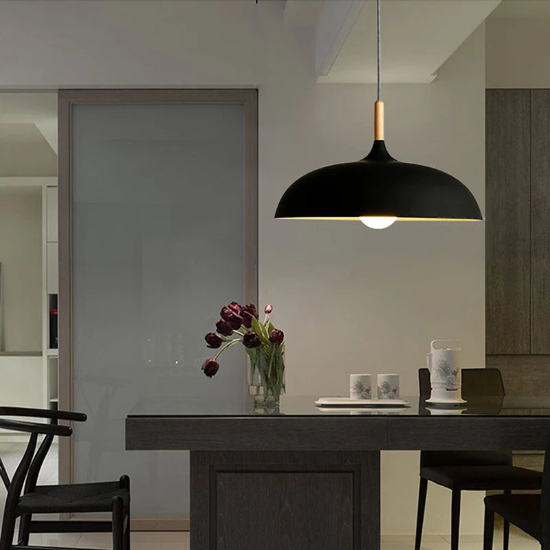 Minimalist Wood & Aluminum Modern Pendant Lamps