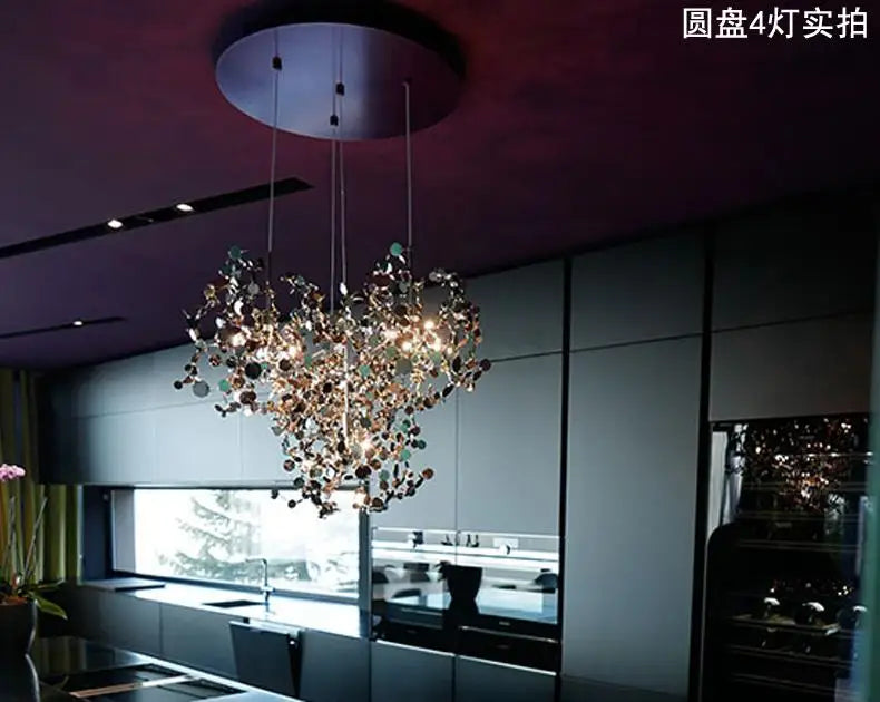 Modern LED Chrome Stainless Steel Chandelier Pendant Lights for Dining Room Home Decor Lighting Living Room Indoor Light Fixture