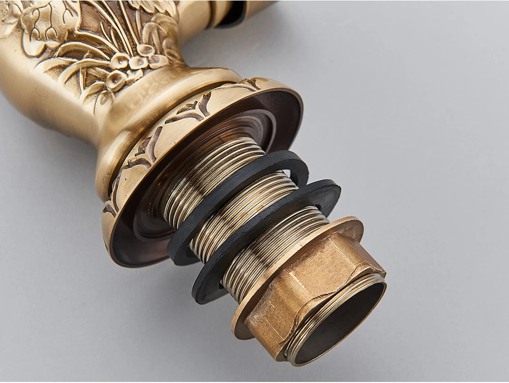 POIQIHY Basin Faucets Antique Brass Faucet Basin Carving Tap Rotation Single Handle Tap Mixer Taps Bathroom Vessel Sink Faucet