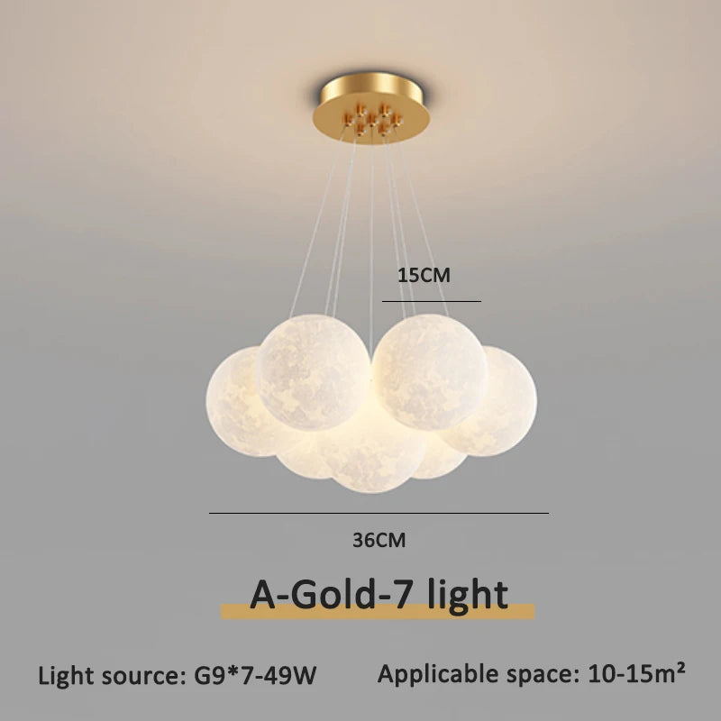 Children Chandelier Lights for Bedroom Living Room Lighting Modern Bubble Pendant Lamps 3D Printing Moon Sconces Remote Control