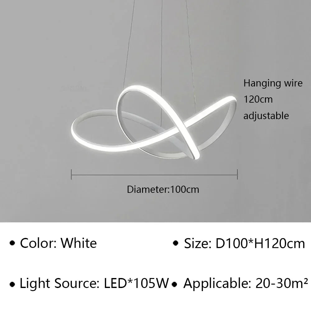 Modern LED Pendant Light Minimalist Chandelier with Remote