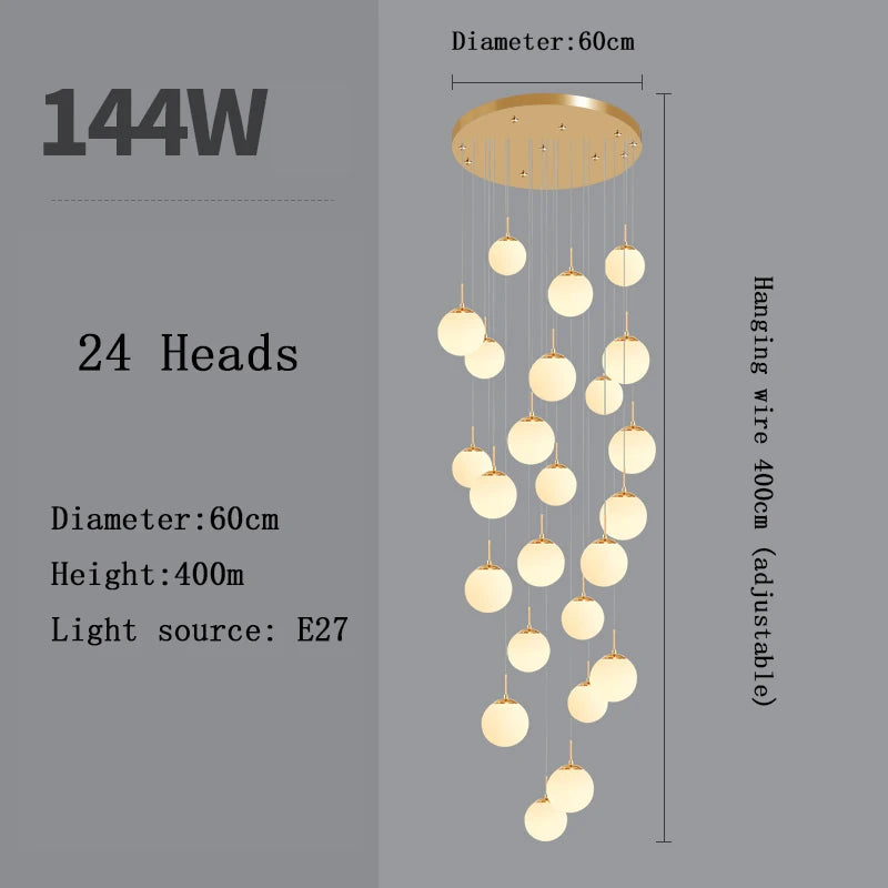 Stairs Modern Nordic Chandelier Loft Duplex Living Room Hotel Lobby Long Chandelier Home Decorative Lighting