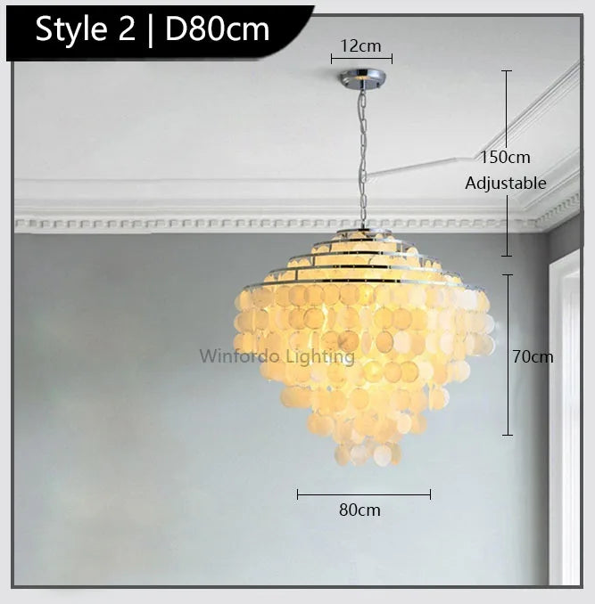 Luxury Shell Chandelier in Gold / Chrome