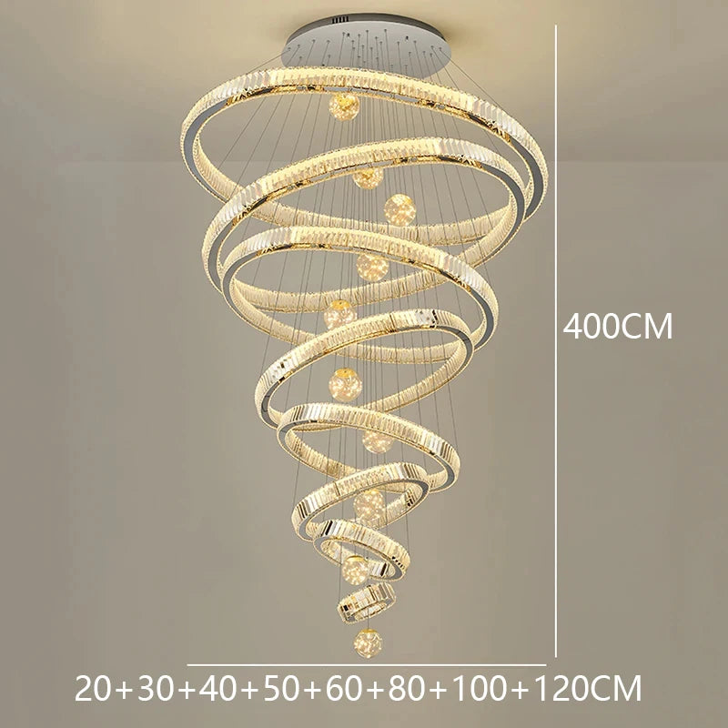 Modern Crystal Chandelier Lustre Stair Pendant Lights Duplex Architecture Living Room Pendant Lights Home Decoration Lighting