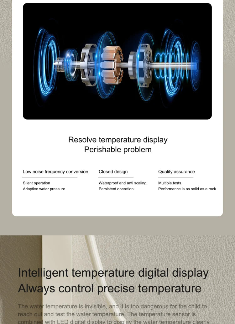 Milk White Shower Thermostat Shower Set Home Digital Display Shower Fine Copper Bath Pressurized Bathroom Shower Nozzle