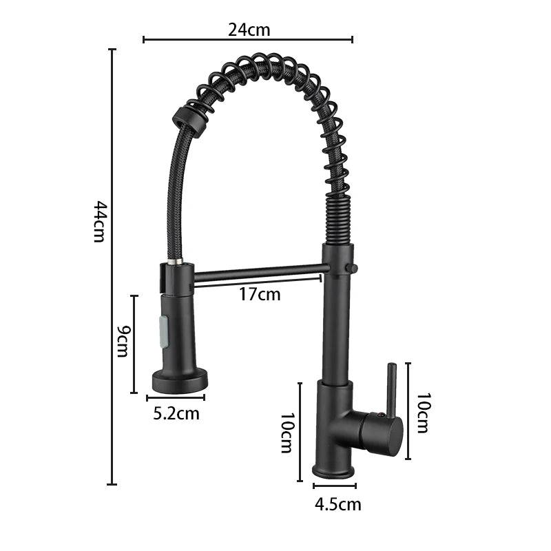 Brass Pull Out Spring Kitchen Faucet Kitchen Sink Mixer 360 Degree Rotating Stream Sprayer Nozzle Mixer Hot Cold Water Crane tap