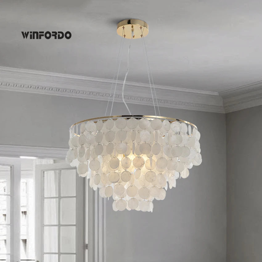 Luxury Shell Chandelier in Gold / Chrome
