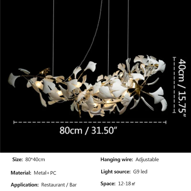 Round Ginko Leaf Chandelier Light For Bedroom Living Dining Room Modern New Porcelain Leaves Pendant Lights Hanging Chandeliers