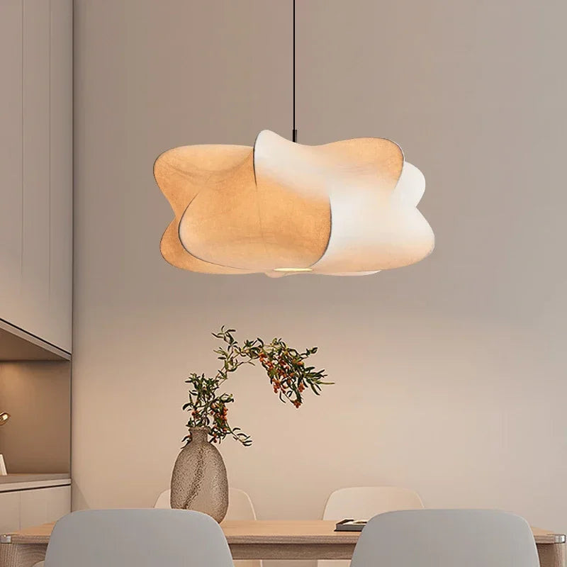 Wabi Sabi Living Room Ceiling Lamp Shop Bar Parlor Pendant Lights Silk Japan Hanging Chandelier Home Decorations Lustre