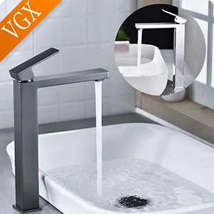 VGX Bathroom Faucets High Basin Mixer Sink Tall Faucet Gourmet Washbasin Taps Water Tap Hot Cold 360 Tapware Crane Brass Black