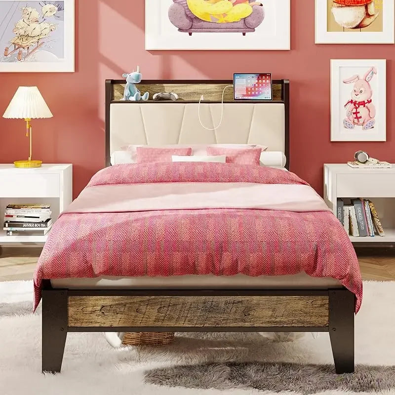 King Size Storage Bed Frame with Charging Station