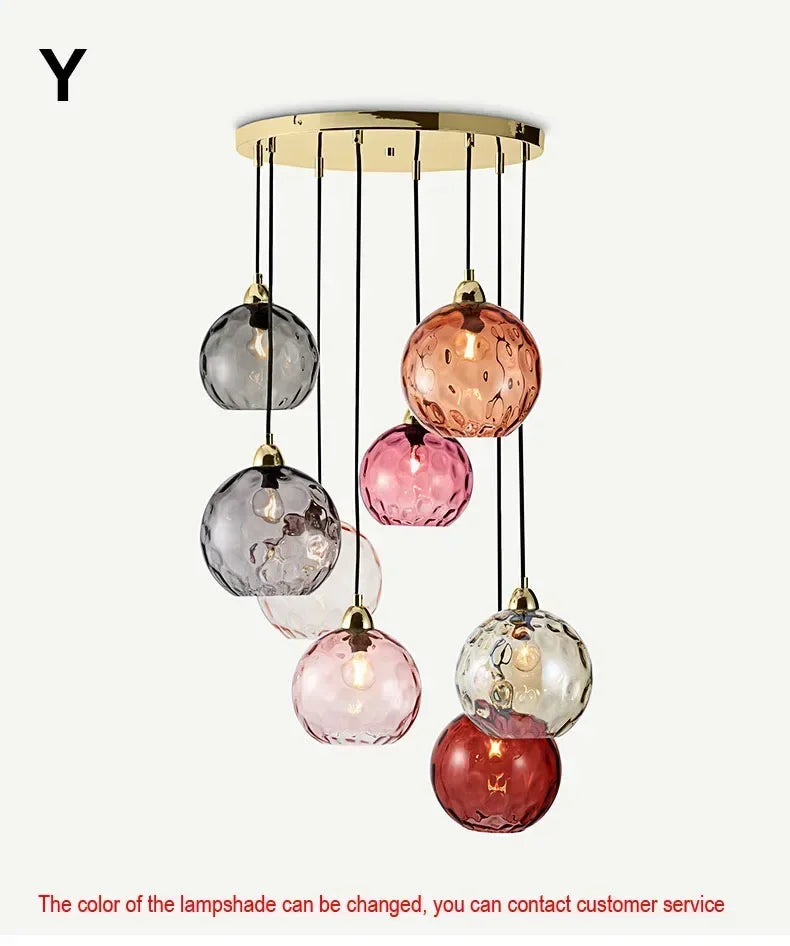 Nordic Stained Color Glass Chandelier