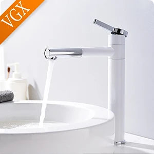 VGX Bathroom Faucets High Basin Mixer Sink Tall Faucet Gourmet Washbasin Taps Water Tap Hot Cold 360 Tapware Crane Brass Black