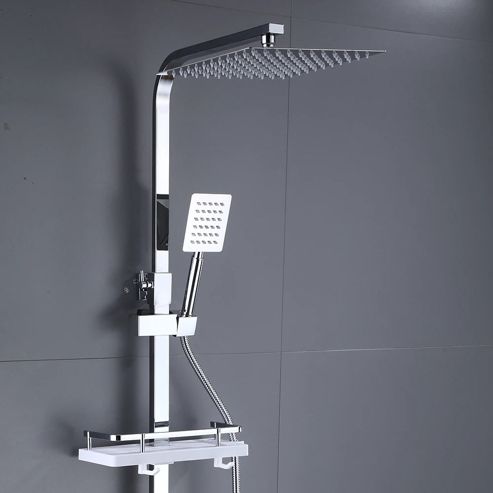 Stainless Steel Shower Faucet Set Rainfall Sliver High Quality All Metal Bathtub Mixer Tap 4-way With Bidet