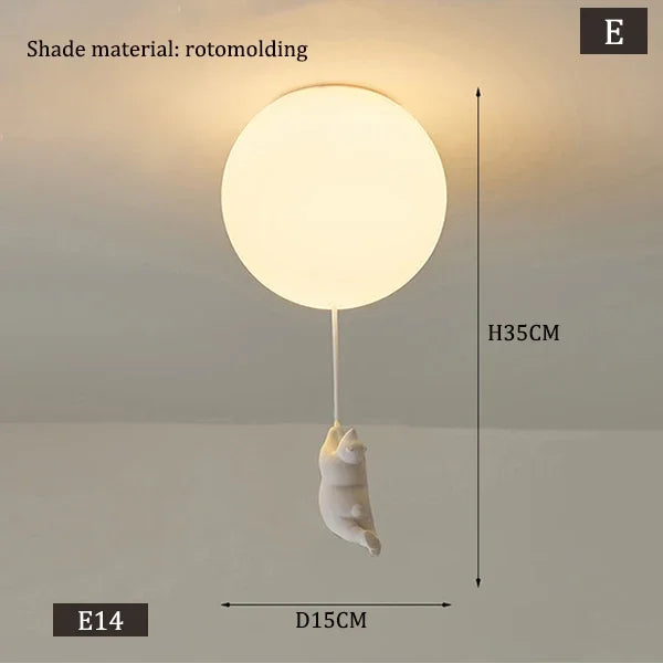 Designer Polar Bear Cartoon Pendant Chandelier for Kid Children Kindergarten Living Room Environment-friendly Resin LED Lamp