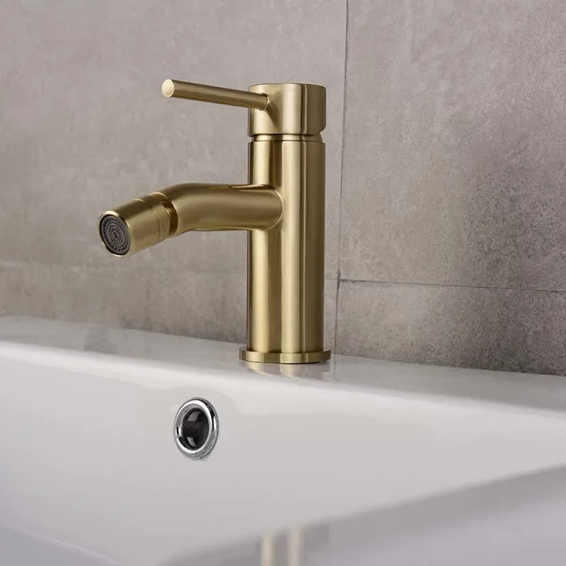 Brushed Gold Brass Hot And Cold Water Mixer Tap Bathroom Basin Faucet Bidet Faucet
