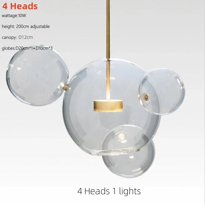 Italian Designer Glass Bubble Ball Pendant Chandelier for Kid Room Dining Kitchen Island Indoor House Decor Hanging Lighting